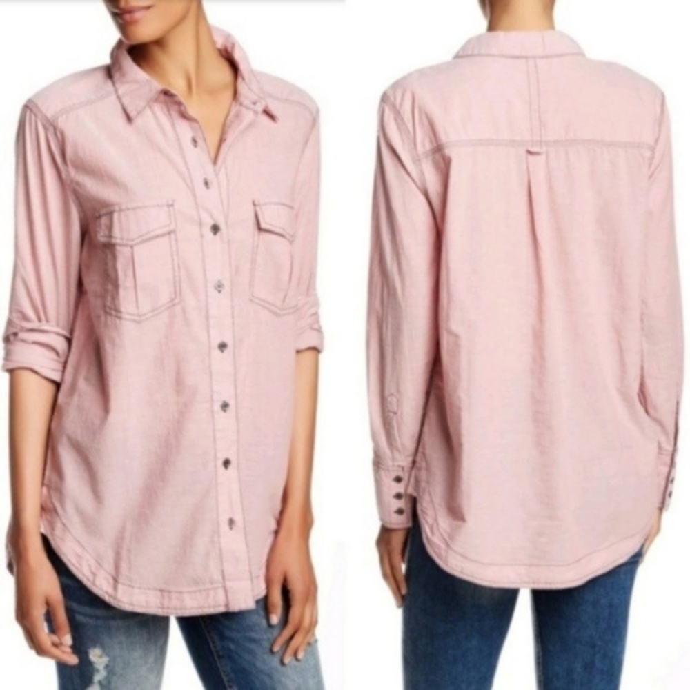 Free People light mauve pink button down